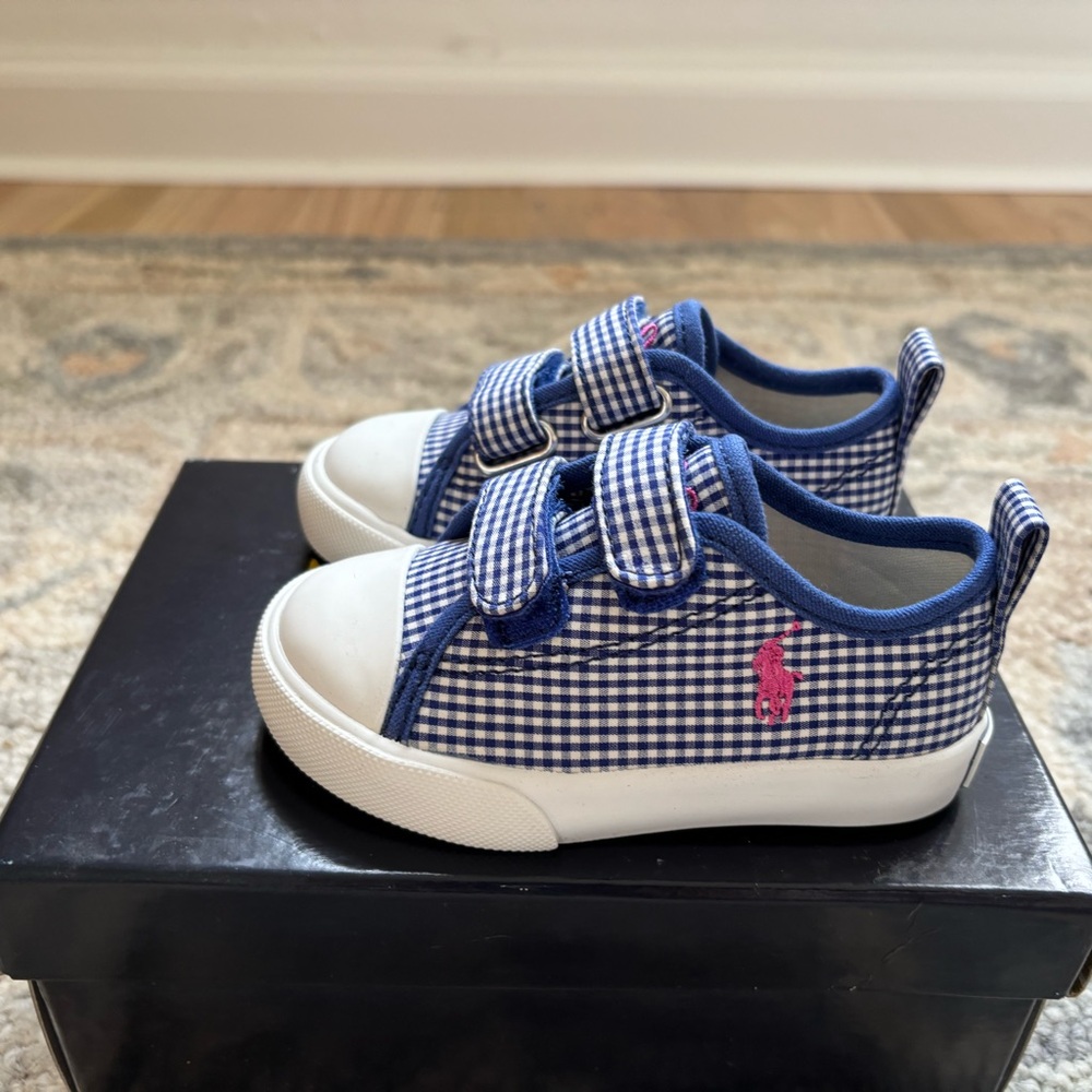 NWT Polo by Ralph Lauren Kids Navy and White gingham Sneakers